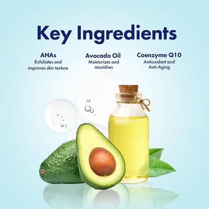 Anti-Wrinkle Cream with Alpha Hydroxy Acids, Coenzyme Q10 and Avocado Oil - Hydrating Face Moisturizer for Fine Lines and Aging Skin - 1.5Oz